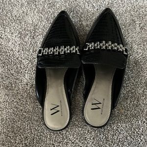 Worthington Black Slide On Faux Alligator Metal Embellishments Size 7.5 Medium